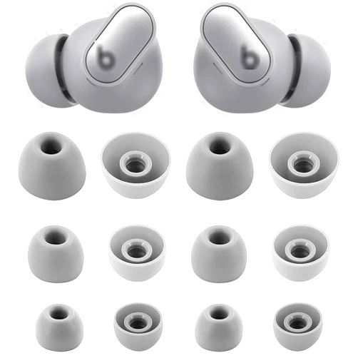 BLUEWALL Eartips Compatible with Beats Studio Buds + Studio Buds Plus, S/M/L 3 Sizes Soft Silicon Earbud Tips Replacement Eartips Compatible with Beats Studio Buds + 6 Pairs Cosmic Silver