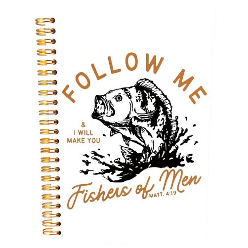 WUCHJ Retro Fish Christian Notebook,Bible Journal for Men, Matthew 4:19 Bible Verse Journal, Religious Scripture Spiral Notebook Journal for Note Taking, Christian Gifts for Women Men, 5.5x8.3 Inch