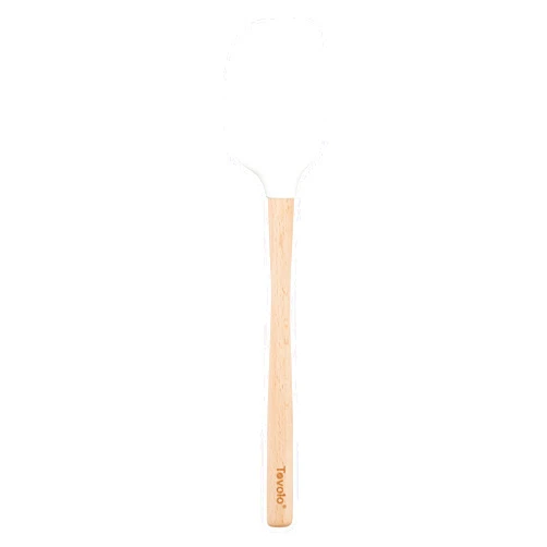 Tovolo Silicone Spatula Wooden Handle for Cooking Baking Mixing, Heat Resistant Food Safe BPA Free Flexible Silicone Baking Spatula with Wood Handles Kitchen Utensils Nonstick Safe, White