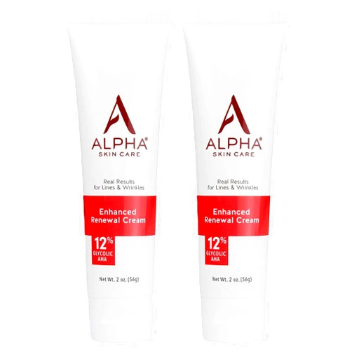 Alpha Skin Care Enhanced Renewal Cream, Anti-Aging Formula, 12% Glycolic Alpha Hydroxy Acid (AHA), Reduces Lines & Wrinkles, For Normal to Dry Skin, 2 oz, Pack of 2