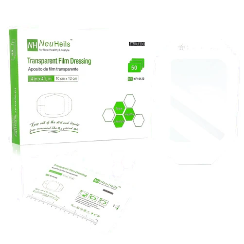 NEUHEILS Transparent Film Dressing, Large Waterproof Wound Cover Bandage 4''x4.75'', 50 Packs, Post Surgical Shower or IV Shield, Tattoo Aftercare Bandage, Adhesive Patch 4 x 4 3/4 Inch