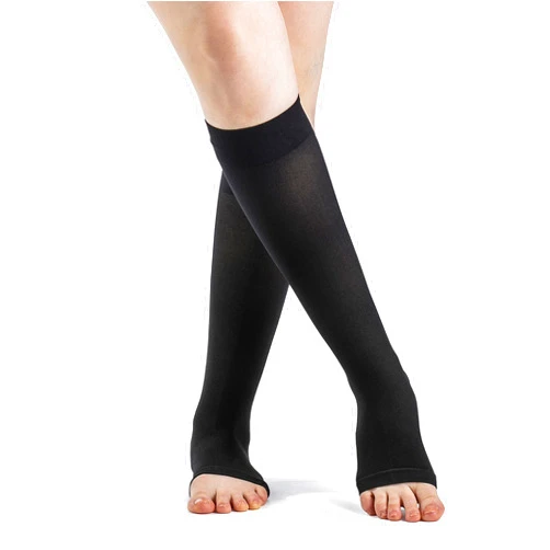 Sigvaris DYNAVEN Women's Compression Calf-High Socks 20-30mmHg - Open Toe Design for Daily Comfort & Support