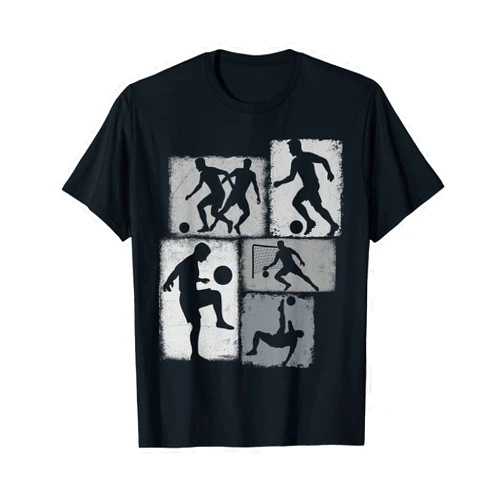 Soccer Asymmetrical Collage Design Soccer Player Collage Men Kids Coach Youth Boys T-Shirt