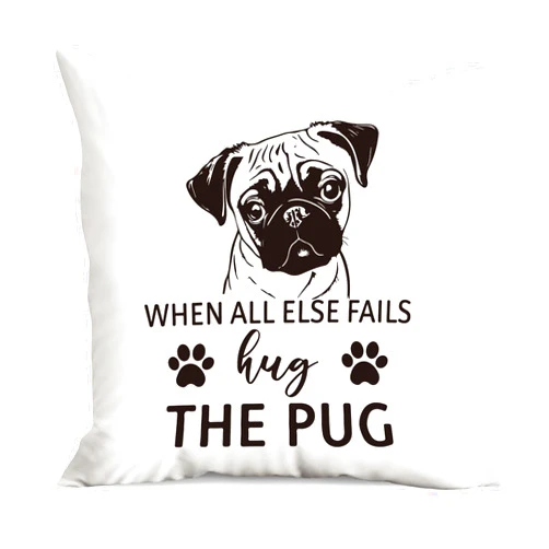 huester Pug Dog Pillow Covers Cases 18x18, Pug Gifts for Pug Lovers, Pug Decor, Pug Stuff, Hug The Pug Dog Pillows Decorative Throw Pillows Cover, Pug Dog Lover Owner Gifts for Women