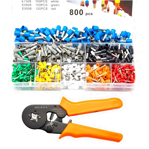 Soosee Ferrule Wire Crimper Tool HSC8 6-4 0.25-6mm AWG 23-10 with 800pcs Terminal Connector