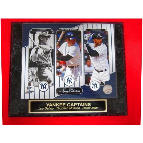 East Coast Trophies & Awards LLC Yankees Lou Gehrig Thurman Munson Derek Jeter Captains Collector Plaque w/8x10 Photo
