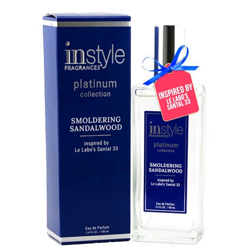 Instyle Fragrances, Platinum Collection, Smoldering Sandalwood, Inspired by Le Labo’s Santal 33, Unisex Eau de Parfum, CLEAN, Vegan, Paraben-Free, Never Tested on Animals, 3.4 Fluid Ounces