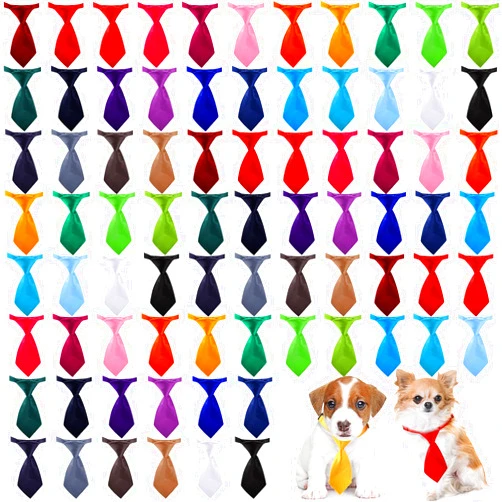 Reginary 78 Pieces Dog Ties Cat Puppy Collar Dog Neckties Bow Ties Adjustable Pet Collar Grooming Accessories for Small Pet Birthday Photography Holiday Festival Party Gift Favor, 26 Solid Colors