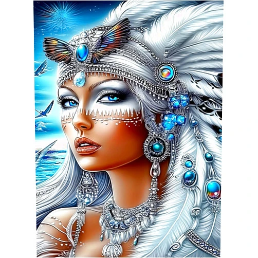 Withtap Beautiful Woman Canvas Painting, Indian Woman Wall Art Modern Artwork for Living Room Bedroom Bathroom Office Home Decor Frameless 16x20Inch
