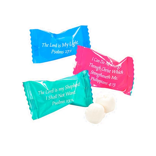 Fun Express Bulk Mints Individually Wrapped - Inspire Faith with 108 Bible Verse Butter Mints Bulk - Sunday School