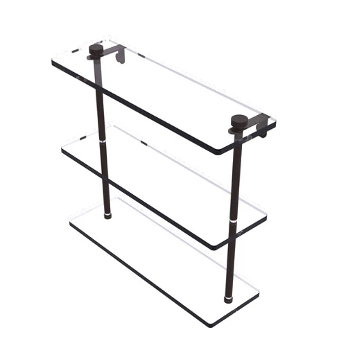 Allied Brass NS-5/16 16 Inch Triple Tiered Glass Shelf, Oil Rubbed Bronze