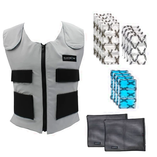 Glacier Tek Cooling Vest for Men and Women with 8 Cooling Packs Plus Booster Set-Maintains 59ºF for up to 2.5 hours