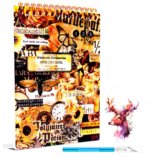 Diuhofart 900Pcs Mini Scrapbook Washi Stickers for Journaling, 50 Sheets Vintage Sticker Book, Ephemera for Junk Journal Supplies Bullet Journals, Scrapbooking, DIY Crafts Arts