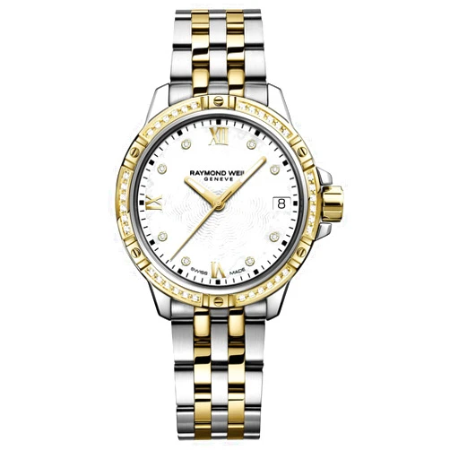 Raymond Weil Tango Classic Women's Watch, Quartz, Mother-of-Pearl Dial, Roman Numerals and 8 Diamonds, Two-Tone Stainless Steel Bracelet, 30mm (Model: 5960-SPS-00995)