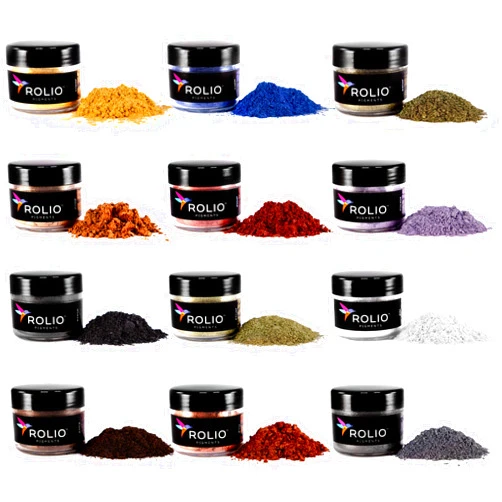 Rolio Mica Powder Pearlescent Color Pigment - Art Set for Resin Epoxy - for Soap Making, Nail Polish, Lip Gloss Set, Eye Shadow, Bath Bomb, Slime & Candle - 10g, 12 Jars - (Earth Colors)