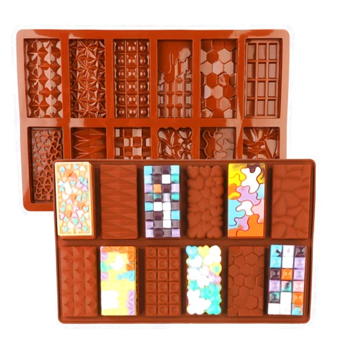 AILEHOPY 2 Pcs Break Apart Chocolate Molds Candy Bar Molds Silicone Deep Shapes, Silicone Molds for Wax Melts Non Stick Large