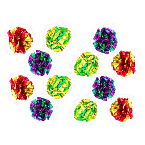 PETFAVORITES Original Mylar Crinkle Balls Cat Toys - 12 Pack