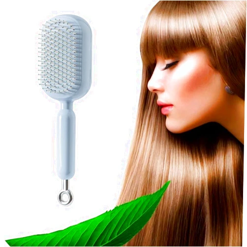 Casiab Retractable Cushion Massage Comb,Retractable Self Cleaning Hair Brush for Women,Air Cushion Comb (Blue)