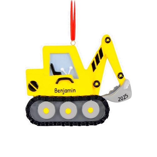 Ornaments by Elves Personalized Construction Truck Ornaments - Bulldozer Christmas Ornament Excavator Christmas Ornament Construction Ornaments Semi Yellow Truck Christmas Ornament 4 Wheeler Ornaments for Christmas Tree