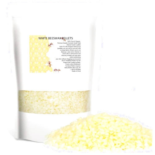 Howemon White Beeswax Pellets 2LB 100% Pure and Natural Triple Filtered for Skin, Face, Body and Hair Care DIY Creams, Lotions, Lip Balm and Soap Making Supplies
