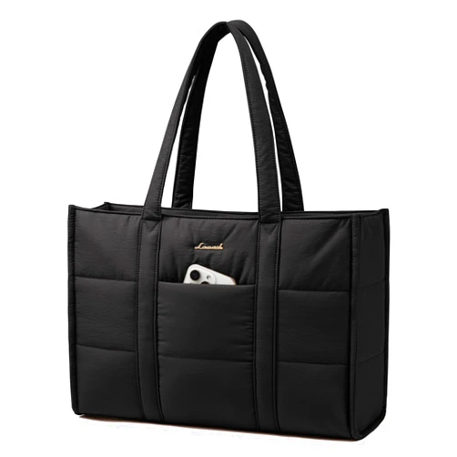 LOVEVOOK Laptop Bag for Women, Puffer Tote Bag for Work 15.6 Inch Large Computer Briefcase for Teacher Nurse, Quilted Lightweight Casual Shoulder Bag For Travel, Daily