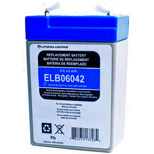 Lithonia Lighting ELB 06042 Battery Emergency Replacement Batter, 6 Volts, 250 Watts, Black