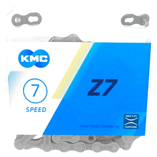 KMC Bike Chain Z7, High Performance Bicycle Chain, Quality & Highly Compatible with Chamfered Inner Plates, Shifting Performance Bicycle Chain, Multi-Speed Bike Chain, 1/2