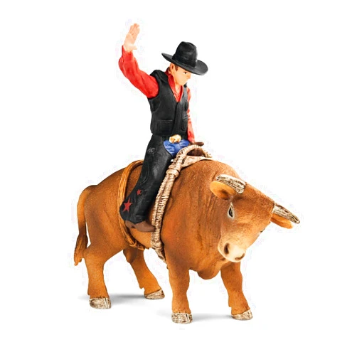 Schleich Farm World Cowboy Bull Riding 4-Piece Cowboy Toy Set for Rodeo Fans & Kids Ages 3+