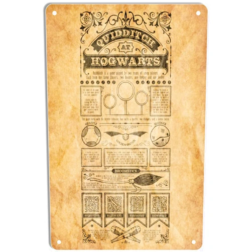QIRIUS Metal Tin Sign Quidditch Hogwarts Rules Poster Wall Decor Fun for Home Kitchen Bar Pub Man Cafe Room Garage Vintage Retro Plaque 12x8 Inch