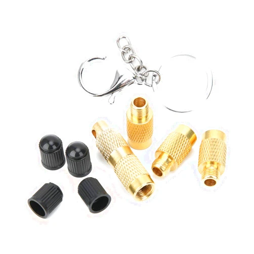 EVGATSAUTO 4‑in‑1 Tire Deflator Tool Kit, Portable Tyre Deflation Valve Tools, Copper Tire Pressure Relief Tire Bleeder Valve for Offroad Vehicles with Valve Keychain