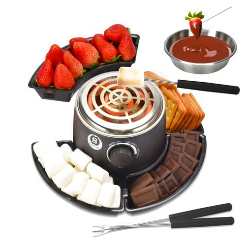 S SANGLE SOPFFY SANLE SOPFFY 2 in 1 Electric S'mores Maker & Fondue Pot,S'mores Maker Tabletop Indoor Kit with 4 Roasting Forks & 1 Flameless Temperature-controlled Heater,Christmas Gifts,Family Gifts
