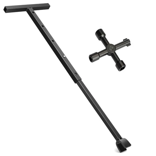 Eapele Water Meter Key 29 Inch Water Shut Off Tool Adjustable Length Enforced Steel T-Handle With 4-way Multi-Functional Universal Cross Key