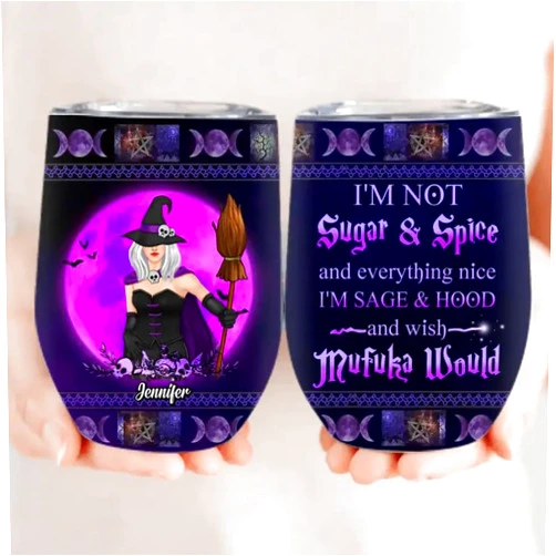 YOUNG GREEN I'm Sage Hood and Wish Mufuka Would Personalized Witch Tumbler Custom Name Funny Witch Coffee Cup Horror Witch Tumbler Spooky Gift For Woman Sister BFF Witch Lover on Halloween, one