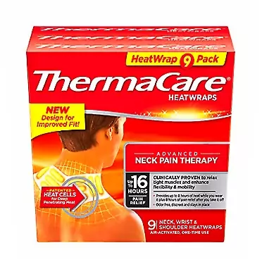 ThermaCare - Advanced Neck Pain Therapy, 9 Air-Activated Neck, Wrist & Shoulder HeatWraps. Up to 16 Hours of Pain Relief