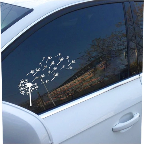 LAINLOY Dandelion Flying Flowers Sticker Decal, Die Cut Vinyl Window Sticker, Holographic Sticker for Car Truck Van SUV Laptops Tablets Notebook Water Bottles (White)