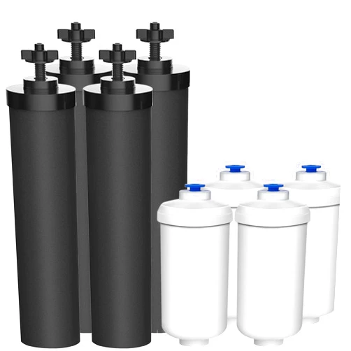 DTESL Water Filter Replacement for Berkey Water Filter, for Fluoride Filters & Black Filters - Includes 4 Black Filters and 4 Fluoride Filters