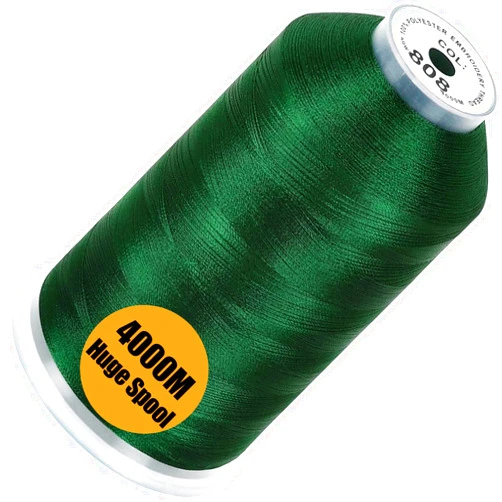 New brothread - Single Huge Spool 4000M Each Polyester Embroidery Machine Thread 40WT for Commercial and Domestic Machines - Deep Green