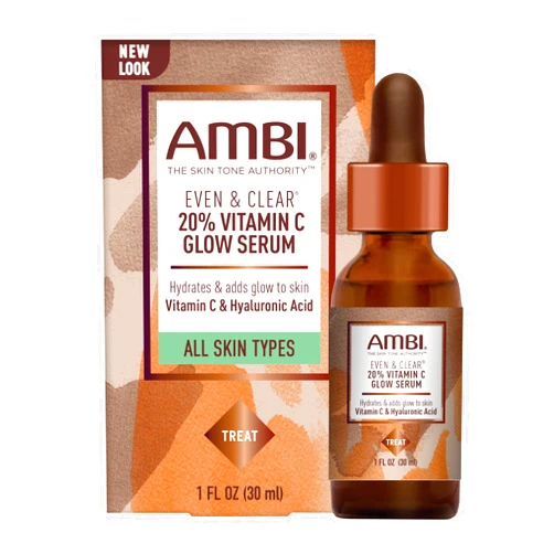 Ambi Even & Clear Vitamin C Infused Glow Serum for All Skin Types to help Cleanse Skin, Brighten Skin, Even Skin Tone, Extract, 1 Ounce