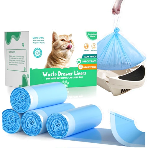 Zeuste Cat Litter Box Liner Bags For Litter Box Robot 3, Zeuste 80 Count Drawstring Litter Liner Bags Compatible With Self-Cleaning Litter Box, Disposable Cat Poop Bag Trash Replacement Bag 24.8