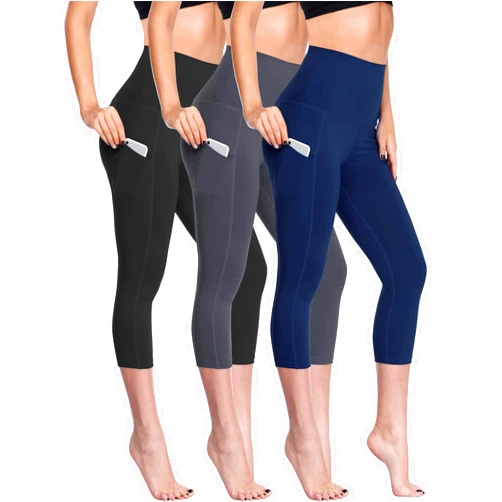 NELEUS Women's Tummy Control High Waist Capri Running Leggings Yoga Pants with Pocket