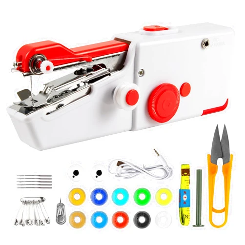 SINGER Handheld Sewing Machine, Mini Sewing Machine for Quick Stitching, Electric Portable Sewing Machine for Beginners, Hand held Sewing Device for DIY, Fabrics, Clothes, Home and Travel, White