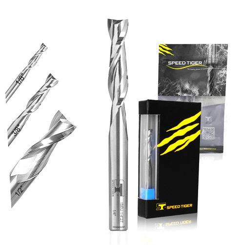 SPEED TIGER Carbide Spiral Router Bits Up Cut - ISEU1/4” Diameter, 1” Cutting Length, 2-1/2
