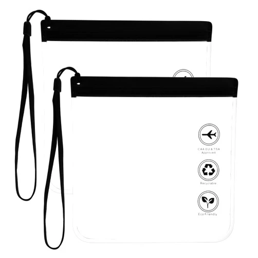 Amabro 2pcs Clear Travel Toiletry Bag - TSA Approved, Leak-Proof Airport Security Liquids Bags 20 x 20cm Toiletry Bag with Hanging Rope Portable Travel Accessories Holiday Essentials Makeup Bags