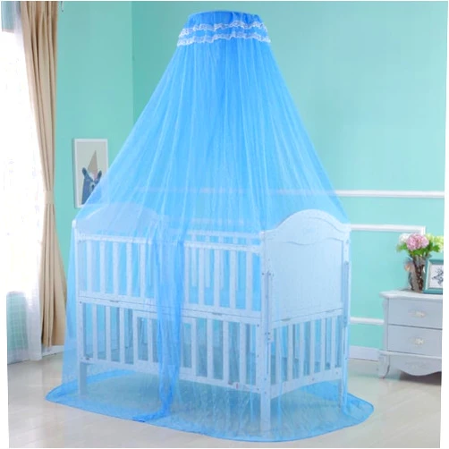 Cdycam Baby Infant Toddler Bed Dome Cots Mosquito Netting Hanging Bed Net Mosquito Bar Frame Palace-Style Crib Bedding Set (Blue Mosquito Netting Only, Without Stand)