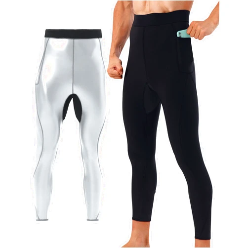QZSH Men Sauna Pants Sweat Leggings Thermo Capris Slimming Tights Heat Trapping Suit,Humanized Mesh Crotch,High waist