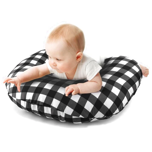 The Peanutshell Black & White Buffalo Plaid Nursing Pillow for Breastfeeding | Pillow & Nursing Pillow Cover for Baby Boys or Girls