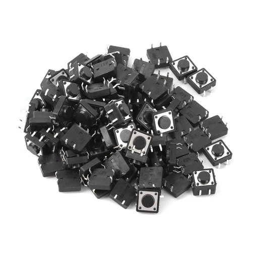 Fafeicy 100pcs Momentary Tactile Push Button Switch, DC 12V 50mA Mini Self Resetting 4 Pin DIP Tack Switch for PCB Panel