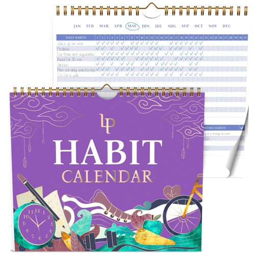 Legend Planner Legend Habit Calendar to Track Daily Habits – Motivational Tracker for Tracking Atomic Habits – 2 Years, Undated, 10x8” (Lavender)