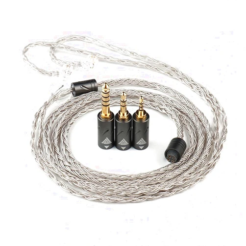 Linsoul QKZ Q1 MAX 16-Stand 352 Cores Silver-Plated HiFi Earphones Upgrade Cable with Interchangeable 2.5mm/3.5mm/4.4mm Plug Replacement Cable for Audiophile (Grey, S-Type)
