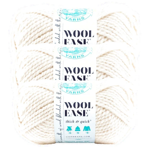 Lion Brand Yarn Wool-Ease Thick & Quick Yarn, Soft and Bulky Yarn for Knitting, Crocheting, and Crafting, 3 Pack, Fisherman